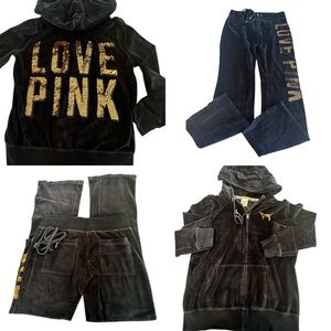 Vintage Y2K Victoria’s Secret PINK Velour Sequin Tracksuit Set Medium